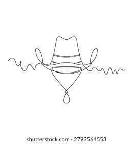 one line art Cowboy Hat vector illustration. line art, one continuous line, simple, hand drawn and sketch style. for icons, symbols, signs or logos