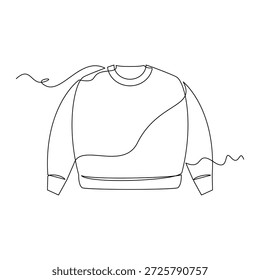 una línea de arte Crew Neck Sweater Ilustración vectorial. línea de arte, una línea continua, simple, dibujado a mano y estilo de boceto. para iconos, símbolos, signos o logotipos