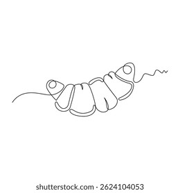 uma ilustração vetorial Croissant de arte de uma linha, uma linha contínua, simples, desenhado à mão e estilo de esboço. para ícones, símbolos, sinais ou logotipos