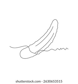 one line art Cucumber vector illustration. line art, one continuous line, simple, hand drawn and sketch style. for icons, symbols, signs or logos
