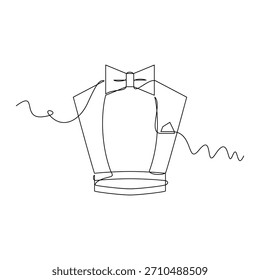 uma ilustração vetorial Cummerbund de arte de uma linha, uma linha contínua, simples, desenhada à mão e estilo de esboço. para ícones, símbolos, sinais ou logotipos