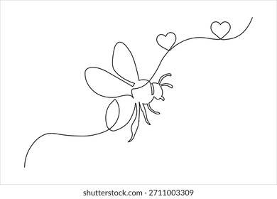 Una línea de arte lindo corazón de abeja símbolo de amor
