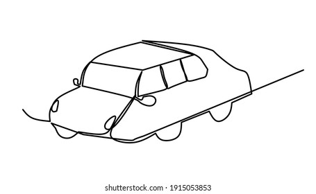 one line art, cute car