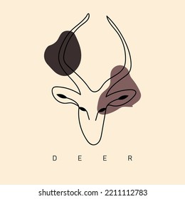 arte de una línea de la cara del ciervo lindo 