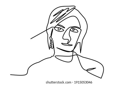 One Line Art Cute Girl Stock Vector (Royalty Free) 1915053046 ...