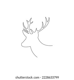One Line art deer. Abstract modern decoration. Vector illustration. One line drawing. Black and white. Trendy concept for logo
