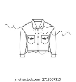 one line art Denim Jacket vector illustration. line art, one continuous line, simple, hand drawn and sketch style. for icons, symbols, signs or logos