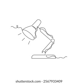 one line art desk lamp vector illustration. line art, one continuous line, simple, hand drawn and sketch style. for icons, symbols, signs or logos