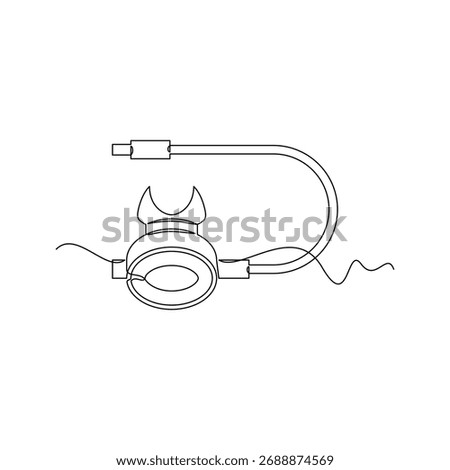 one line art Diving Octopus vector illustration. line art, one continuous line, simple, hand drawn and sketch style. for icons, symbols, signs or logos