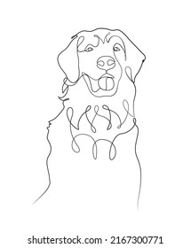 One line art dog black and white drawing