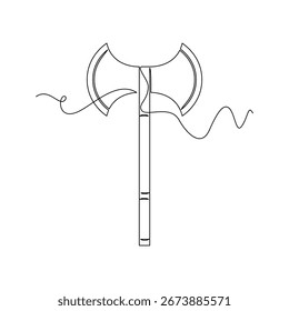 una línea de arte Donut Double Sided War Axe ilustración. línea de arte, una línea continua, simple, dibujado a mano y estilo de boceto. para iconos, símbolos, signos o logotipos