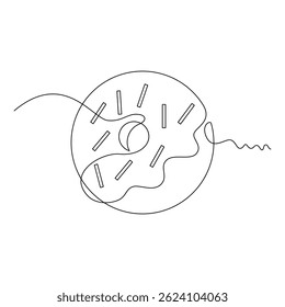 one line art Donut vector illustration. line art, one continuous line, simple, hand drawn and sketch style. for icons, symbols, signs or logos