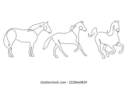 One Line art Drawing animal farm and horse Continuous Line Art Drawing abstract minimal.