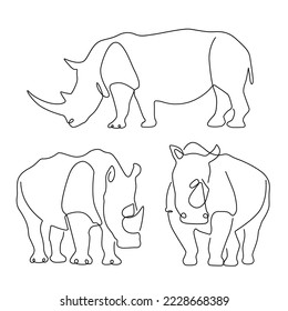 One Line art Drawing animal and rhinoceros Drawing abstract minimal.