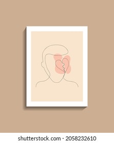 dibujo de una línea, pintado a mano, vectores de línea continua de corazón roto, ilustración de afiches abstractos de moda y minimalista moderno