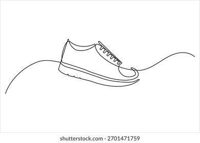 One line art drawing of a running or training shoe