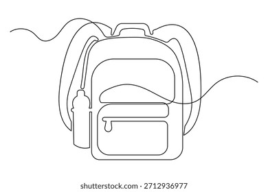 Eine Linie Kunst Zeichnung eines Studenten Rucksack einzelne Umrisse
