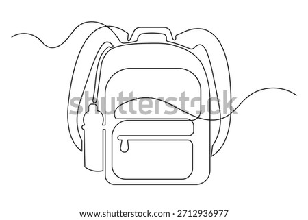One line art drawing of a students rucksack isolated outline