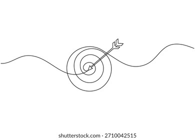 Dibujo de una línea de un objetivo con una flecha que simboliza el logro de la meta.