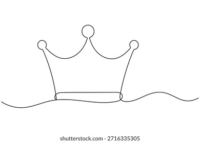 Dibujo de una línea de arte de una corona real inclinada que simboliza el liderazgo y la autoridad