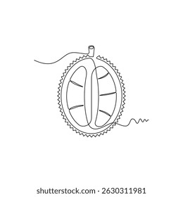 one line art Durian vector illustration. line art, one continuous line, simple, hand drawn and sketch style. for icons, symbols, signs or logos