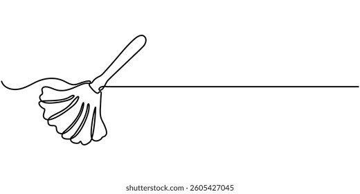 one line art duster vector illustration. line art, one continuous line, simple, hand drawn and sketch style. for icons, symbols, signs or logos, Feather duster sketch illustration.