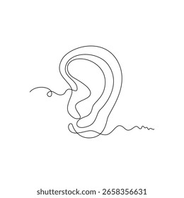 one line art Ear vector illustration. line art, one continuous line, simple, hand drawn and sketch style. for icons, symbols, signs or logos