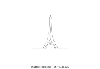 one line art of Eiffel tower- Paris landmark. Eiffel tower simple, modern and minimalist outline vector and illustration 