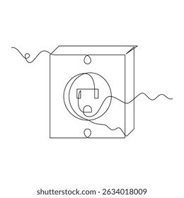 one line art Electrical Outlet vector illustration. line art, one continuous line, simple, hand drawn and sketch style. for icons, symbols, signs or logos