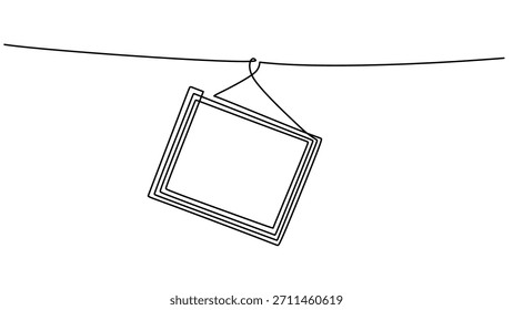 One Line Art of an Empty Picture Frame hanging. Vector illustration simple design.