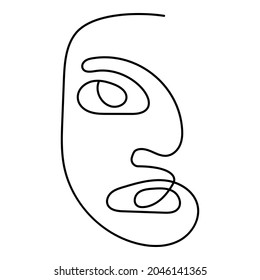 Hombre de rostro de una línea de arte, retrato moderno y minimalista de un hombre abstracto. Caras continuas de dibujo de una línea. Ilustración del vector