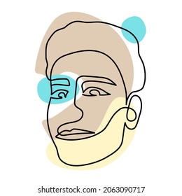 Eine Linie Kunst Gesicht Mann, moderne minimalistische abstrakte Mann Porträt. Kontinuierliche Zeichnung einer Linie Gesichter. Vektorgrafik