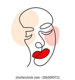 One line art face woman, modern contemporary minimalist abstract woman portrait. Continuous one line drawing faces. Vector illustration