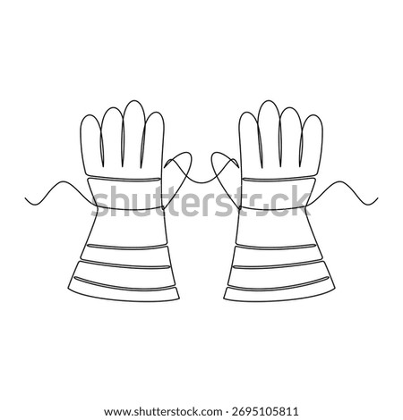 one line art Fire Gloves vector illustration. line art, one continuous line, simple, hand drawn and sketch style. for icons, symbols, signs or logos