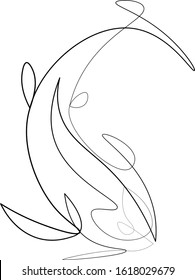 one line art fish illustration, line art fish image, minimalistic