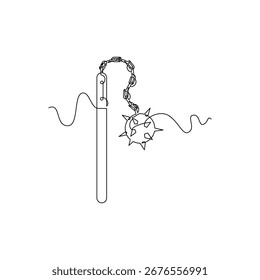 einzeilige Kunst-Flail Weapon Vektorgrafik. Linien, eine durchgehende Linie, einfach, handgezeichnet und Skizze Stil. für Symbole, Zeichen oder Logos