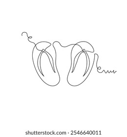 ilustração vetorial de flip-flops de uma arte de linha. arte de linha, uma linha contínua, simples, desenhada à mão e estilo de esboço. para ícones, símbolos, sinais ou logotipos