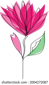 One line art flower design