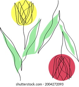 Diseño de flores de arte de una línea