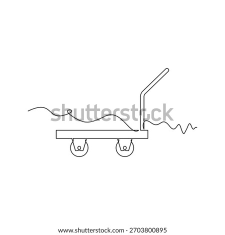 one line art Folding Trolley Cart vector illustration. line art, one continuous line, simple, hand drawn and sketch style. for icons, symbols, signs or logos