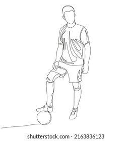 One Line Art Football Player Standing Stock Vector (Royalty Free ...