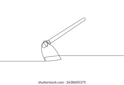One line art Garden Hoe Tool vector illustration. line art, one continuous line, Continuous one line art Hoe tool editable outline.