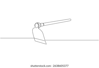One line art Garden Hoe Tool vector illustration. line art, one continuous line, Continuous one line art Hoe tool editable outline.
