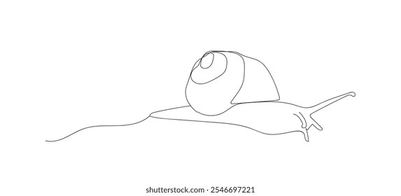  One line art garden snail. Hand drawn vector elements isolated on white background. Minimalist drawing for cosmetic packaging design, label, logo, banner, or print. 
 Hand made vector not AI.