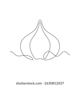 one line art Garlic vector illustration. line art, one continuous line, simple, hand drawn and sketch style. for icons, symbols, signs or logos