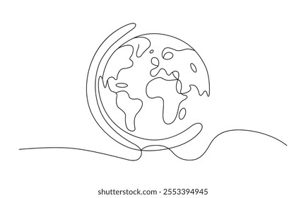 One line art of globe vector art illustration