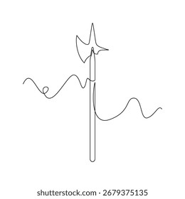 one line art Halberd Weapon vector illustration. line art, one continuous line, simple, hand drawn and sketch style. for icons, symbols, signs or logos