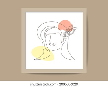 One line art hand drawing of woman face