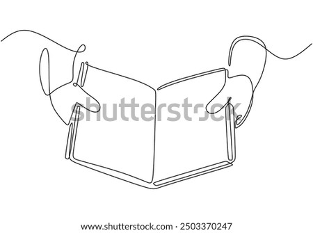 One Line Art of Hand Holding a Book. Simple and Minimalist Drawing in Continuous Line
