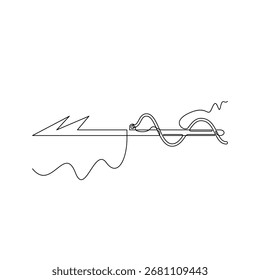 one line art Harpoon vector illustration. line art, one continuous line, simple, hand drawn and sketch style. for icons, symbols, signs or logos